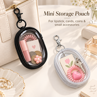 Étui de rangement ovale transparent avec fermeture éclair, pochette portable pour câbles avec crochet porte-clés pour chargeurs, écouteurs et accessoires – Vente en gros