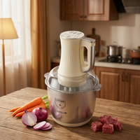 Hachoir à viande à écran tactile, bol en acier inoxydable de 4 L, robot culinaire à six lames de 500 W avec prise EU