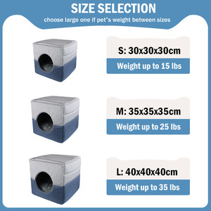 2-in-1 Multifunktionales Kleintierhaus Kühlbett mit Weicher Matte Faltbares Kurzfloriges Warmes Katzenbett - Product Image 2