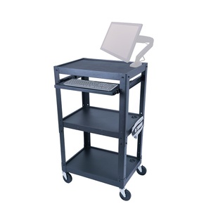 Station de travail audiovisuelle avec multiprise, bureau mobile, chariot informatique réglable en hauteur <span class=keywords><strong>pour</strong></span> présentations - Product Image 6
