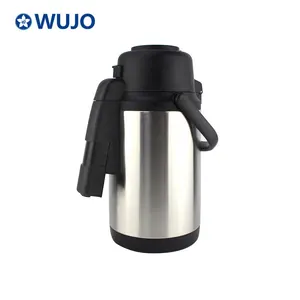 Wujo bomba de aço inoxidável, 2.5l/3l/3.5l/4l/5 litros de parede dupla, pote de água quente à vácuo/vaso de ar/térmico/jarro de vácuo