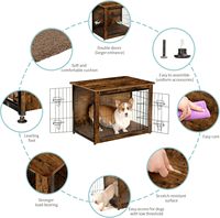 Meuble pour chien écologique avec coussins, lit pour chien en bois avec deux portes, design contemporain, durable, pour intérieur