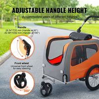 Remorque de vélo pour animaux de compagnie 2-en-1 : poussette, chariot de jogging et transporteur de voyage, adaptée aux vélos, chiens de petite et moyenne taille, chats, pliable et compacte