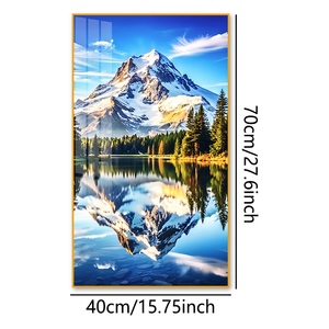 Majestueuse réflexion <span class=keywords><strong>du</strong></span> <span class=keywords><strong>lac</strong></span> de l'Himalaya - Peinture diamantée en porcelaine cristalline dans un cadre en aluminium de qualité supérieure pour décoration murale - Product Image 1