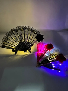 Éventail lumineux LED Lolita de 7 pouces <span class=keywords><strong>en</strong></span> dentelle rose, design rétro de style europé<span class=keywords><strong>en</strong></span> pour Halloween, Comic Con, accessoires <span class=keywords><strong>photo</strong></span>, fournitures de fête - Product Image 6