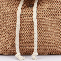 Sac à dos en paille de papier tissé à la main, sac de plage bohème pour femme avec sangles réglables, sac à dos de voyage d'été pour la plage