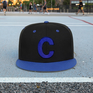 Custom High Quality Embroidery Letter Logo Cotton Twill 6 Panel Snapback Hat <b>Flat</b> Brim Two Color Outdoor Sports <b>Cap</b> for <b>Men</b> - Product Image 1