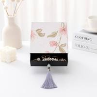Boîte à bijoux rectangulaire rigide personnalisée avec fermeture éclair, en carton avec laminage mat, pour emballage cadeau
