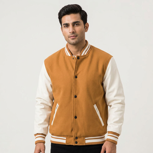 Veste universitaire vintage en laine pour homme, style streetwear, avec patchwork hip-hop, personnalisable OEM, pour l'hiver - Product Image 1