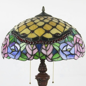 Lámpara de Pie Tradicional de Lujo LongHuiJing de 16 Pulgadas con Diseño de Flor de Peonía, Hecha a Mano con Vidrio Multicolor para Sala de Estar - Product Image 4