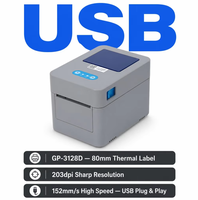 Impresora de Etiquetas Térmicas de Alta Velocidad Gprinter GP-3128D, 152 mm/s, 80 mm, USB, 203 dpi, Impresora de Etiquetas de Código de Barras para Envíos