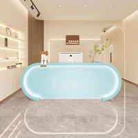 Meilleure vente Bureau de réception miniature rose à cannelures de haute qualité pour hôtel, salon de beauté