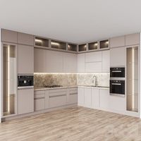 Ensemble d'armoires de cuisine modulaires en bois massif blanc, design moderne et classique, avec robinet, évier, portes à panneaux plats et conception personnalisée