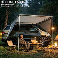 [Expédié depuis les États-Unis] Auvent de toit de voiture, 6,5x9,8 pieds, imperméable, en tissu Oxford 420D, abri pare-soleil triangulaire pour camping, auvent latéral de voiture