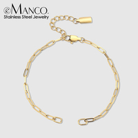 Bracelet à breloques classique EMANCO, chaîne de perles DIY, acier inoxydable, réglable, style trombone, accessoires, bijoux faits main pour femmes