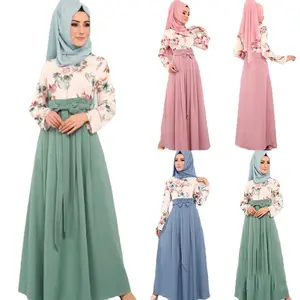 Robe longue musulmane de couleur unie, jupe longue avec élastique, robe intérieure islamique pour femmes