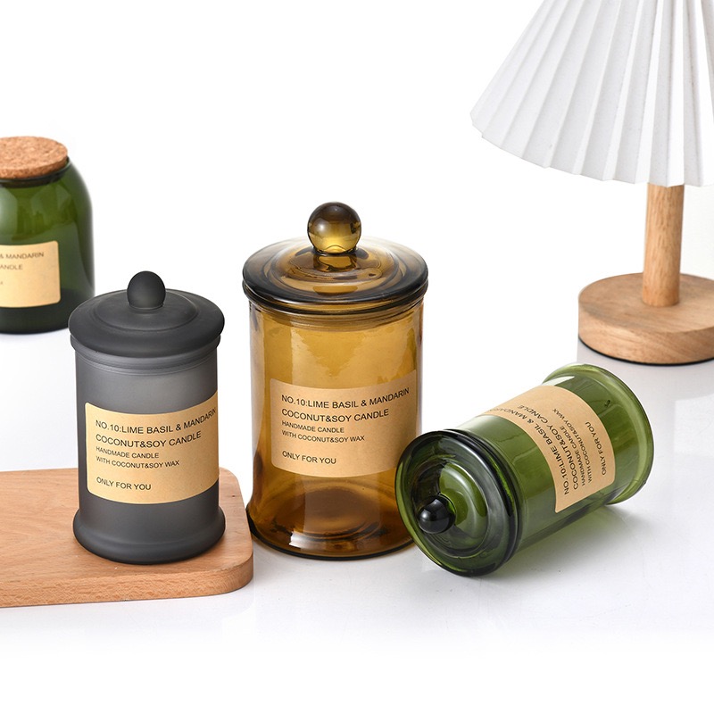 Wholesale Heat Resistant Customized Color Glass Jar Candle Private Label