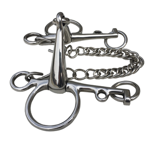 Embouchure de rênes en acier inoxydable pour cheval, embouchure articulée avec crochets et chaîne de rênes, vente en gros pour équitation et fournisseur de maréchal-ferrant - Product Image 1