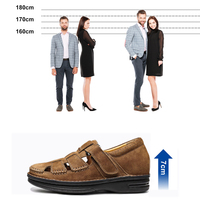 Sandales en cuir véritable respirantes pour hommes, nouvelle conception, hauteur accrue de 7 cm, vente en gros d'usine, personnalisables avec logo, pour l'extérieur