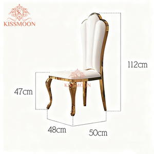 <span class=keywords><strong>Sedie</strong></span> per Eventi di Lusso <span class=keywords><strong>Moderne</strong></span> con Telaio in Acciaio Inox Dorato e Rivestimento in Pelle PU Bianca per Matrimoni ed Eventi - Product Image 3