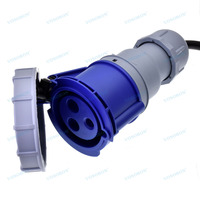 Câble d'extension d'alimentation industriel étanche IEC 60320 C20 à 32A 2P+PE IEC 60309 IP67 bleu