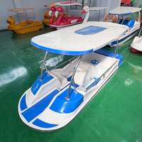 Bateau à pédales flottant en fibre de verre et plastique pour 4 personnes, avec pare-chocs, pour loisirs aquatiques, piscine