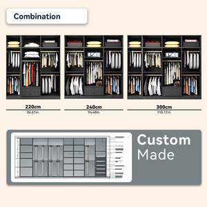 ארונות בגדים מודרניים יוקרתיים, ניתנים להרחבה, רב תכליתיים, עם דלתות זכוכית מחוסמת, עיצוב פאנלים, מארגן בגדים, וילה, קיר, בית - Product Image 4