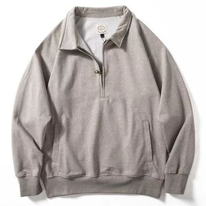 Otoño Ocio Pullover 1/4 Zip Fly Sudadera con cuello de solapa Mezcla de polialgodón Diseño liso a granel - Product Image 5