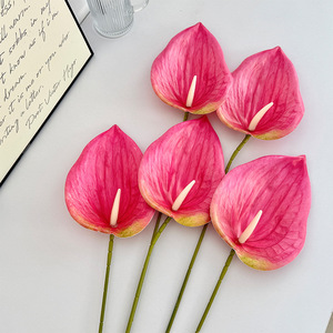 Flor Artificial de Anturio, Rama Individual, PVC Suave, Alta Simulación, Estilo Tropical, Decoración para Bodas - Product Image 2