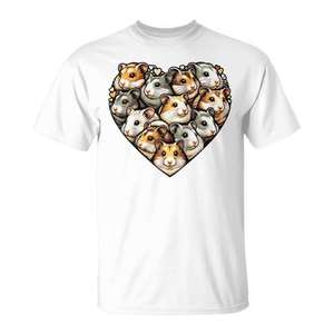 T-shirt unisexe pour adulte, col rond, manches courtes, impression numérique, motif cœur, pour les amoureux des hamsters syriens dorés - Product Image 1