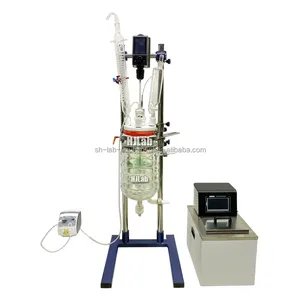 Lab chemical synthesis catalytic pyrolysis jacketed glass reactor with 1L 2L 3L 5L capacity and PTFE Lid