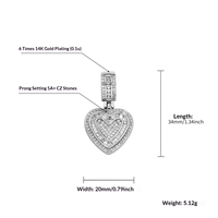 Pendentif cœur en zircon plaqué or 14 carats sur chaîne torsadée en cuivre, style hip-hop, pour femme
