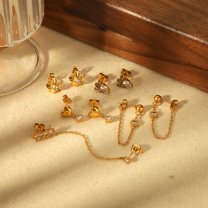 Flower <b>Stud</b> <b>Earrings</b> 18K Gold Plated Claw Setting For Women Party Jewelry TE6761-G - Product Image 1