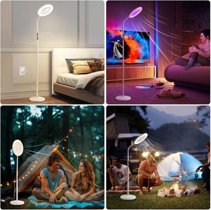 Mới đến AC100-240V DC5V 12W 3 tốc độ gió PP + ống sắt 3 Nhiệt độ màu và RGB để lựa chọn đèn LED hiện đại với quạt yên tĩnh - Product Image 6