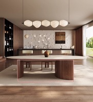 Ensemble de table à manger en bois massif DISHI, assemblé, plateau en marbre, meubles pour la maison, salon, appartement, villa, hôtel, salle à manger
