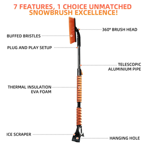 Brosse à neige télescopique en alliage d'aluminium avec <span class=keywords><strong>raclette</strong></span> détachable et poils épais pour le nettoyage du <span class=keywords><strong>pare</strong></span>-<span class=keywords><strong>brise</strong></span> des SUV et camions - Product Image 3