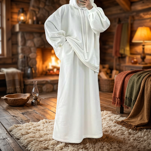 Ensemble deux pièces Abaya et Khimar décontracté pour femme, collection Printemps 2025, en tissu mémoire premium non tissé, fermeture éclair, coupe ample unie - Product Image 3