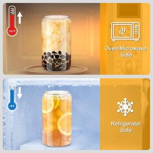 Offerta Speciale: Bicchiere in <span class=keywords><strong>Vetro</strong></span> Borosilicato Trasparente da 16oz, Tazza per Caffè Freddo, Bicchiere per Birra con Coperchio e Cannuccia, Tumbler per Acqua - Product Image 4