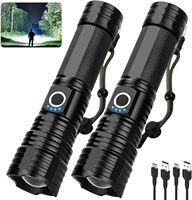 Lampe torche tactique réglable 100000 lumens, 5 modes, 26650*1(5000MAH) XHP50, rechargeable par USB, étanche IP55, portée 1000M+, faisceau réglable