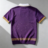 Pull tricoté pour homme OEM, style preppy, col montant blanc, chemise polo violette avec logo brodé, collection automne-hiver