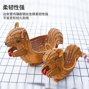 Cesta de Frutas Creativa de Imitación de Ratán Tejida a Mano con Forma de Animal, Soporte Flexible de Acero al Carbono, Almacenamiento de Cocina para Alimentos - Product Image 1