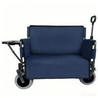 Chariot pliant pivotant en acier avec plateforme métallique et quatre grandes roues pneumatiques, personnalisable OEM, pour outils, plage, rangement, courses et pêche