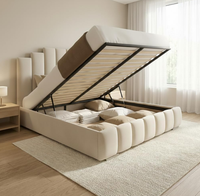 Lit Double Capitonnée Personnalisé en Gros avec Design Tufté, Cadre de Lit King Size à Vérin à Gaz avec Rangement, Ensemble de Chambre Moderne