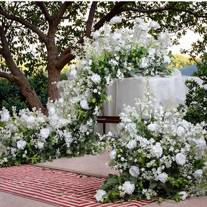 ดอกไม้ประดิษฐ์สำหรับวิ่งประดับงานแต่งงานงานแต่งงานทางเดินทำจากผ้าไหมลายดอกกุหลาบดอกไม้ - Product Image 1