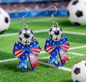 Boucles d'oreilles pendantes personnalisées en acrylique avec nœud et éléments <span class=keywords><strong>de</strong></span> football pour femme, motif drapeau américain, cadeau pour les fans <span class=keywords><strong>de</strong></span> football - Product Image 6