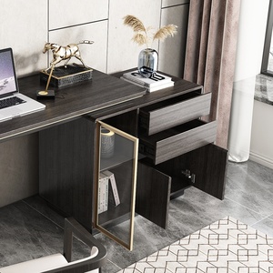 Luxury Modern Black Study Room Furniture Storage Cabinet <strong>Rotatable</strong> Computer Table <strong>Desk</strong> With Shelves - Product Image 5
