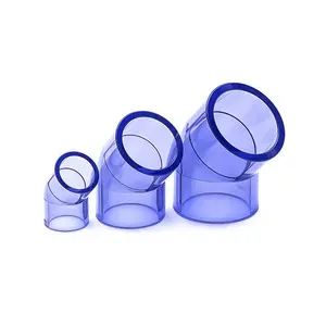 Transparent 45 Degree PVC Elbow Joint 110mm 1/2''-4'' Clear UPVC 45 Angle Elbow Pipe Fittings