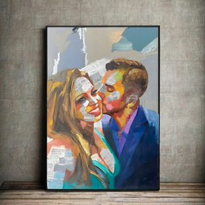 Nhà Máy Tùy Chỉnh Handmade Bức Tranh Sơn Dầu Từ Ảnh Phong Cách Hiện Đại Người Đàn Ông Người Phụ Nữ Chân Dung Vài Bức Tranh Vải Tường Nghệ Thuật Cho Nhà - Product Image 5