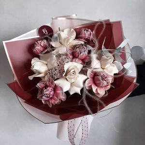 Papel <span class=keywords><strong>de</strong></span> envoltura <span class=keywords><strong>de</strong></span> flores <span class=keywords><strong>de</strong></span> borde dorado rosa, marco <span class=keywords><strong>de</strong></span> plástico impermeable, película <span class=keywords><strong>de</strong></span> papel para ramos, 20 hojas, otoño en Color - Product Image 6