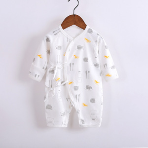 Nouveau-né quatre saisons une pièce bébé barboteuse à manches longues pur coton papillon dessin animé impression conception à lacets moine vêtements bébés - Product Image 3